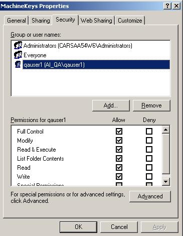 Setting Up SageCRM and Sage ERP Accpac on a Single Server 7. On the Security tab, select the user or group you added. 8. Select the Allow option for the Full Control permission.