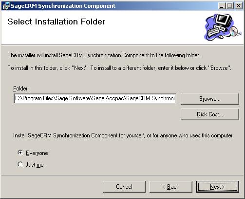 Installing the E/W Integration Component On the Select Installation Folder form: a.