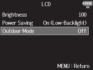 Various settings Making display settings (LCD) Making display settings (LCD) (continued) Changing the display backlight setting You can set the display backlight to dim after 30 seconds without use.