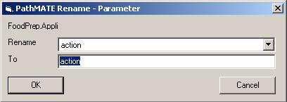 Rename Analysis Elements Realization Relationship Rename Select the package for the domain. Right-click and select PathMATE Rename > Realization. The following dialog opens.
