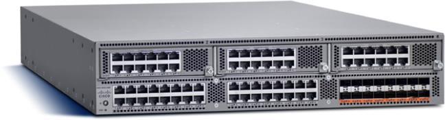 Cisco Nexus 5596T Switch The Cisco Nexus 5596T Switch (Figure 4) is a 2RU form factor, with 32 fixed ports of 10G BASE-T and 16 fixed ports of SFP+.