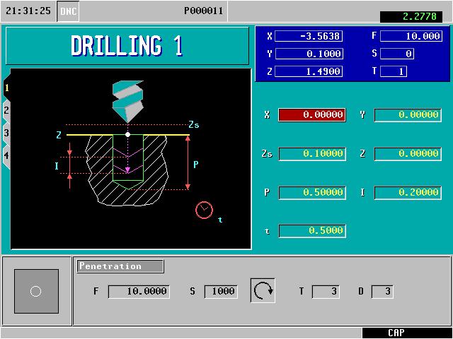 DRILLING+ARC POSITIONING 1. Select the Drilling Icon 2. Be sure to have Drilling 1 (Level Cycle 1) selected. 3.