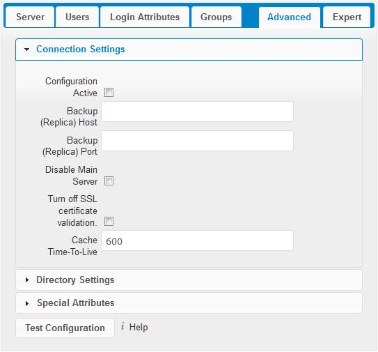 Connection Settings Configuration Active: Enables or Disables the current configuration. By default, it is turned off. When Nextcloud makes a successful test connection it is automatically turned on.