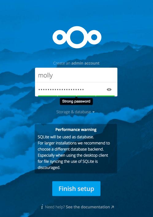 You re finished and can start using your new Nextcloud server. Of course, there is much more that you can do to set up your Nextcloud server for best performance and security.