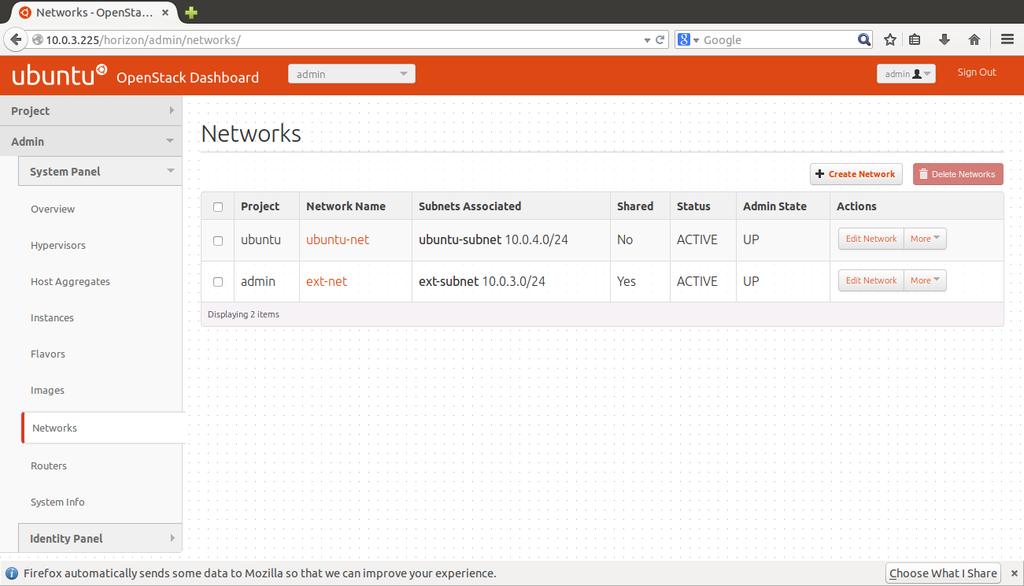 11 Navigating to the Networks tab shows that an external