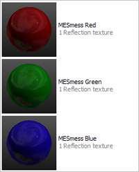 3. Duplicate the material three times and modify the color and name of each new material. Here we have modified the colors and names to red, green, and blue. 4.