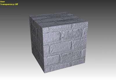 Move and zoom the model to see the newly applied textures in more detail. Here we have chosen the BricksLgMortar.