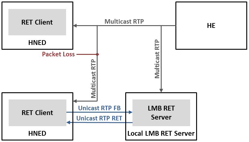 The procedure follows three main steps. First, multicast RTP streaming of LMB media data.