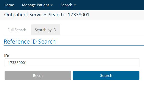 Search by ID tab, utilizing the preauthorization Reference ID