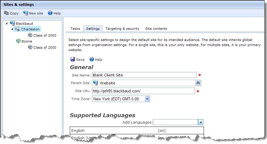 ADM INISTRA TION 13 For information about default site settings, see Site Settings on page 51. On the Targeting & security tab, you assign security rights for the site s users and roles.