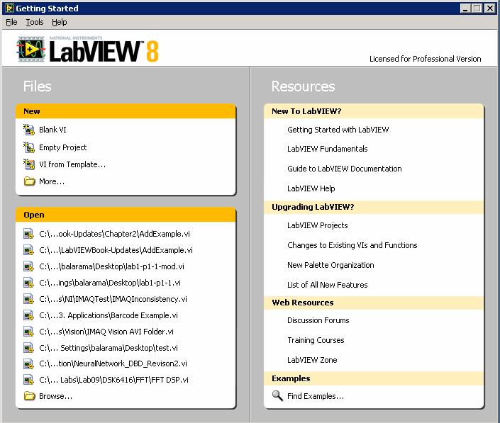 Lab 1: Getting familiar with LabVIEW: Part I The objective of this first lab is to provide an initial hands-on experience in building a VI.