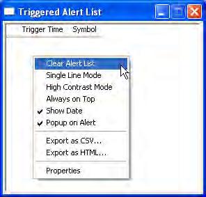 1.2.4 Alert List The Alert List stores EFS alerts generated by the EFS Alert Object. The Alert List window can be opened manually to change settings, view, or clear the list.