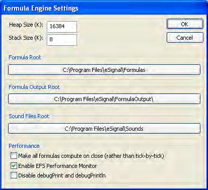 Performance Settings: There are also several performance settings available to help increase the efficiency of your formula execution and reduce the CPU processing load.