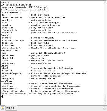 4.2.4 The UNICORE 6 command-line tools - Security Elements Reviewed on 3/29/2013 The UNICORE Command-line Client (UCC) offers a set of basic commands to work with UNICORE 6.