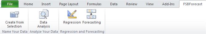 How to use FSBforecast Excel add in for regression analysis FSBforecast is an Excel add in for data analysis and regression that was developed here at the Fuqua School of Business over the last 3