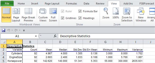 Displaying gridlines and column headings on the spreadsheet: By default the data analysis sheets and model sheets do not show gridlines and column headings, in order to make the data stand out more