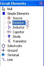 Cont. 7. Press the icon Resistor in the Circuit Elements list.