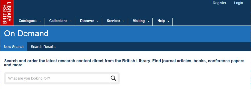 Registering for British Library On Demand The Library recommends registering with British Library On Demand before placing an interlibrary loan request so that when your document arrives you can
