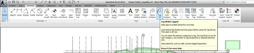 REVIT SPACES USING THE ANNOTATION