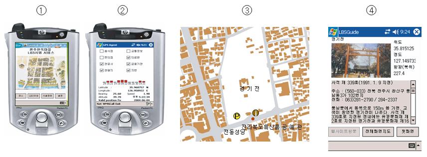 754 C.-W. Jeong et al. Fig. 5. The map of Han-Ok Village with the Korean traditional houses in Jeonju-city and POI information G Figure 5 illustrates the screens displayed on the PDA.