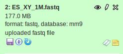 Go to Shared Data Data Libraries tp-jeudi-ncpro-nicolas Select the following files and import them in your current history. ES.XX_100K.fastq ES.XY_100K.fastq These files are raw reads in fastq format.
