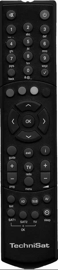 6 Remote Control Remote control Mute On/Standby Keypad Back Option Function keys Arrow keys OK EPG Information (i) Channel change up