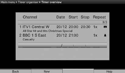Set the channel change timer as follows: > Use the up/down arrow keys and the OK key to select either TV List or Radio List from the dropdown.