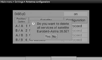 > Use the up/down arrow keys to select Motor Antenna from the list and press the OK key to confirm.