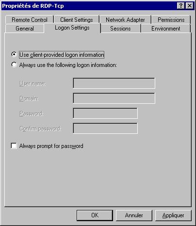 Installing under Windows 'General' tab. The same dialog box than RDP protocol is displayed. Set the 'Encryption level' parameter to 'None' or 'Basic'. 5.