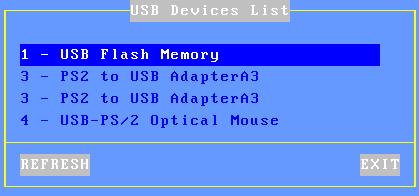 Tools and Statistics 9.4 - USB STATISTICS The [Diagnostics]-[USB] menu lists the connected USB devices. For example For each line the number is the USB physical port number.