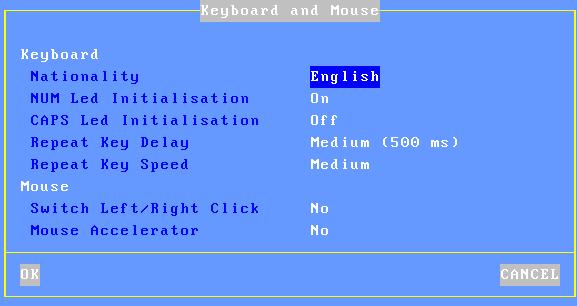 Keyboard and the Mouse Select the [Configuration]-[Terminal]-[Keyboard/Mouse] menu to access the following dialog box: Keyboard