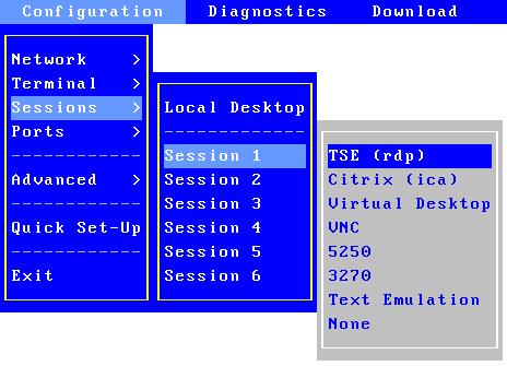 Interactive Set-Up Select the [Configuration]-[Sessions]-[Session X] menu (where X is the session number).