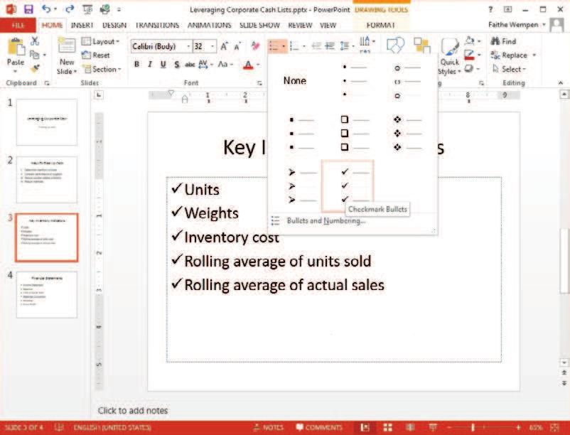 Working with Text 101 3.1.5 How can you create bulleted lists in PowerPoint?