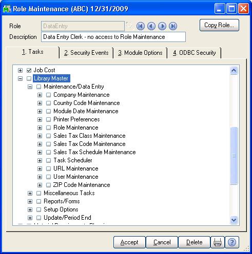 Securing User Maintenance is accomplished in Role Maintenance as shown below: Role Maintenance and User Maintenance are
