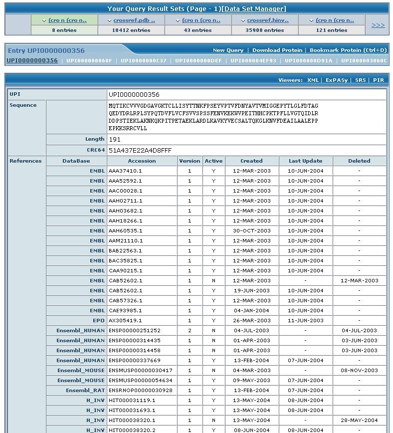 UniProt Archive: Principles UniParc is non-redundant Each unique protein sequence is stored only once and is assigned a unique stable UniParc