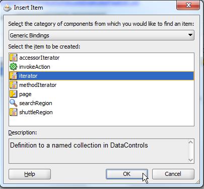 "alldepartments" node and select the "employeeindepartment" View Object instance.