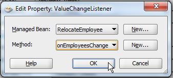 Create a new managed bean with the name RelocateEmployee and define