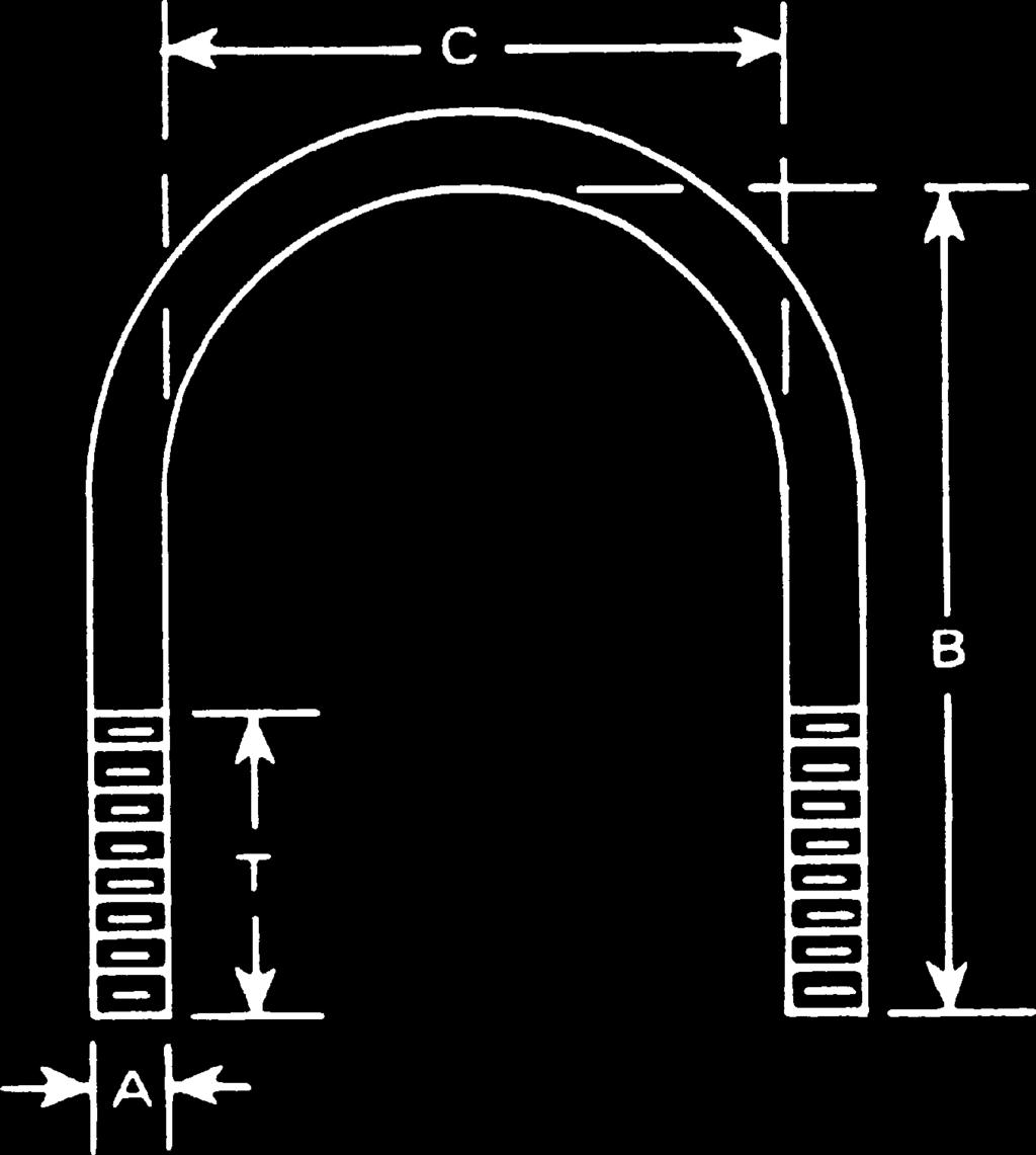 ROUND BEND LONG TANGENT U-BOLTS ZINC PLATED U-BOLTS WITH 4 NUTS Inside Inside Thread & LT-B 51460 6 1/2" 1/4"-20 7/8" 2-15/16" 2-1/2" 6 9 LT-C 51465 1 3/4" 1/4"-20 1-1/8" 3-3/16" 2-1/2" 7 10 LT-D