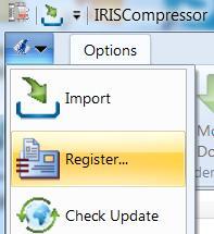 In case you want to register at a later time, click Cancel for now. You can register IRISCompressor afterwards by clicking the Register command in the IRISCompressor interface.