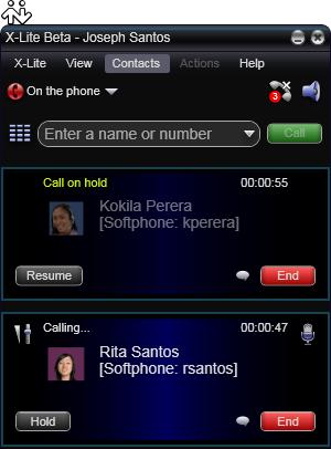 X-Lite Beta 4.0 for Windows User Guide Placing another Call To place a new call (without hanging up on the current call), simply place the call in the normal way.
