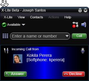 CounterPath Corporation 3.5 Handling an Incoming Call X-Lite Beta must be running to answer incoming calls.