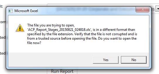 format, just click Yes to continue and open the file.