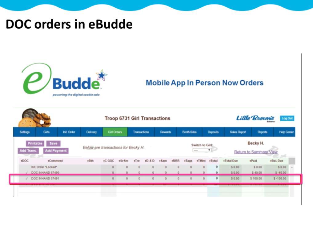 Digital In Hand orders show up on the Girls Order tab just like Girl Delivery orders.