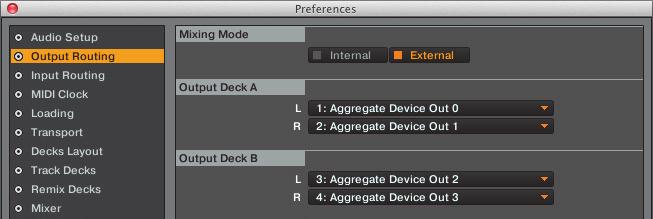 Afterwards, select the Input Routing and select which deck has to be associated with each input.