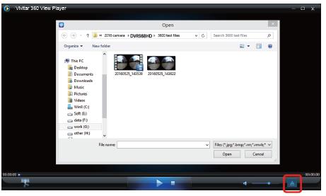 4. SELECT FILE: Open the video or picture downloaded and stored on PC in the player by either dragging or