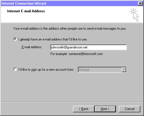 Select I already have an e-mail address that I d