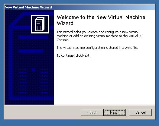 A "New Virtual Machine Wizard" box will be displayed: