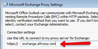 13. The Exchange Proxy Settings button will activate when you check that box. When it does click on it. 14. The cursor will be flashing in the line with https:// before it.