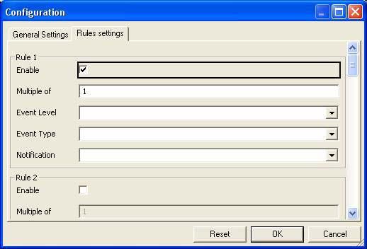 Configuration Rules Settings In this tab you can configure (enable) up to ten rules for messages.