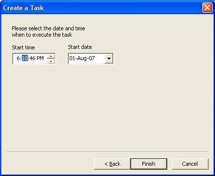 The dialog window for Creating a task appears: Type a name for the task and select the frequency.